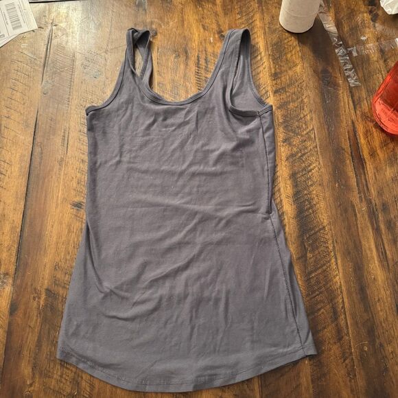 Soft charcoal gray racerback tank with cheeky “Kinda Care, Kinda Don’t - Picture 4 of 4